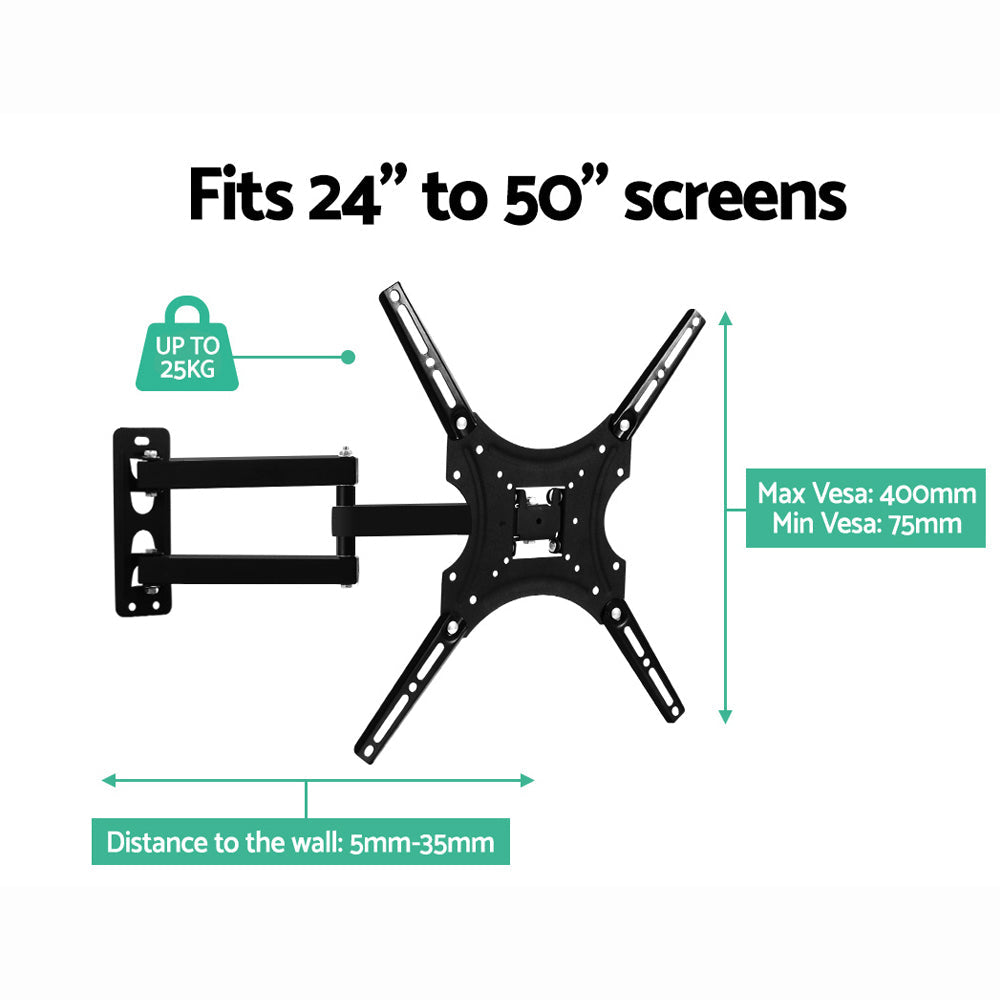 Full Motion Tv Wall Mount Bracket (24"-50") Strong Arms