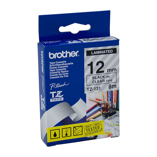 Tze131 Labelling Tape 12Mm Black On Clear Tze Tape