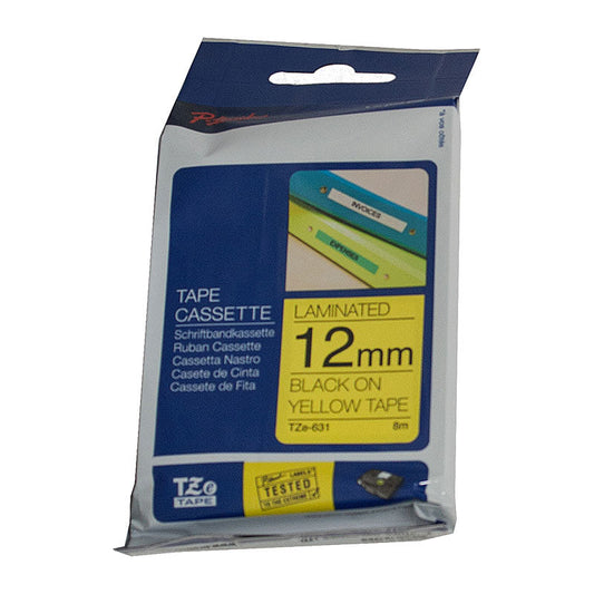 Tze631 Labelling Tape 12Mm Black On Yellow Tze Tape