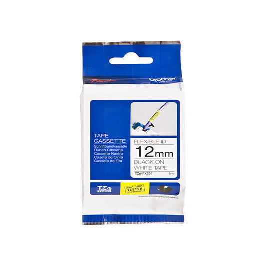 Tzefx231 Flexible Tape 12Mm Black On White Flexible Tze Tape