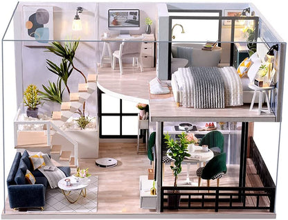 Dollhouse Miniature With Furniture Kit, Dust Proof, Music