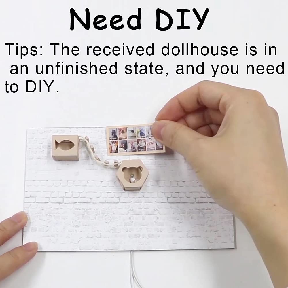 Dollhouse Miniature With Furniture Kit, Dust Proof, Music - Cat Coffee