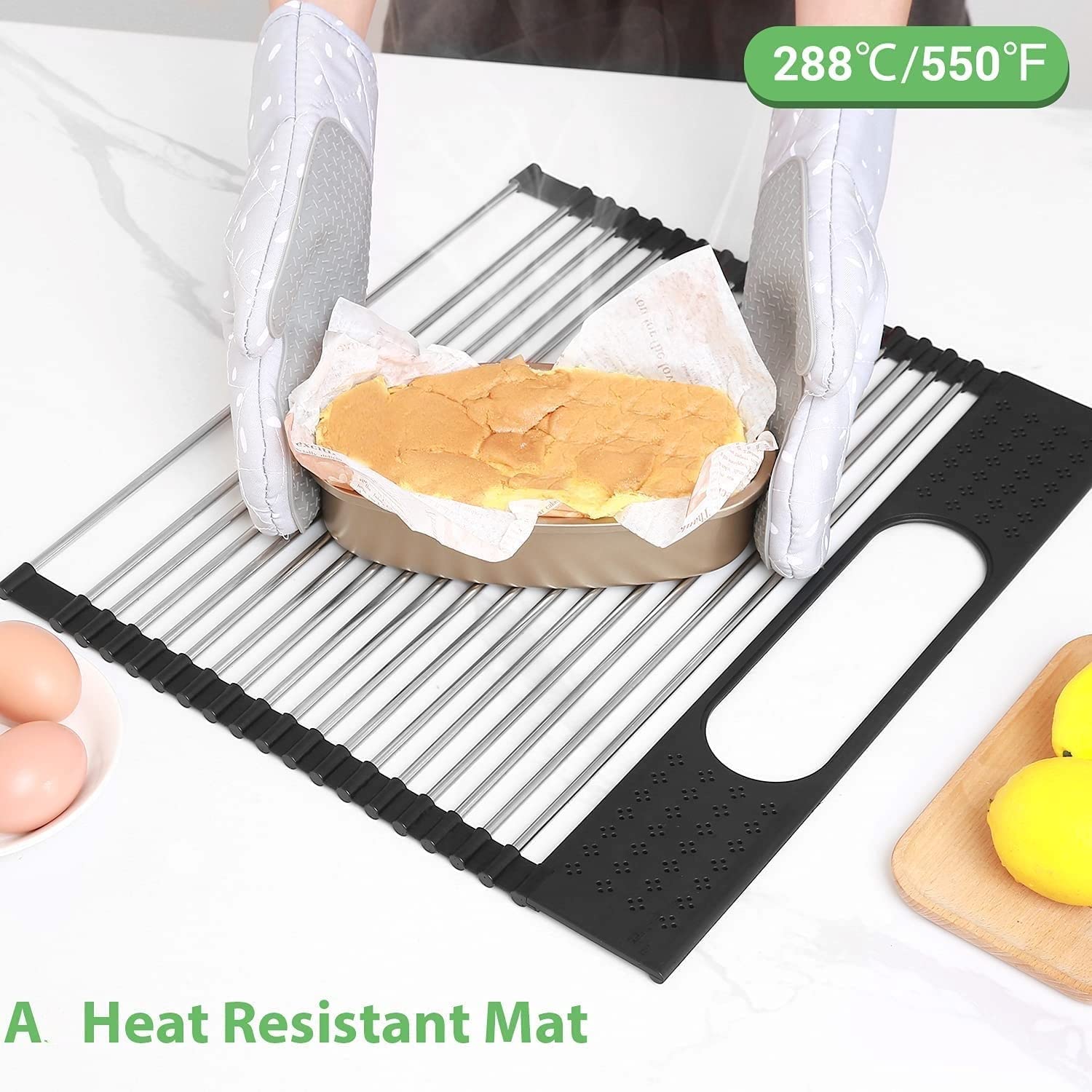 2 Pack Large Stainless Steel Roll Up Dish Drying Rack With Utensil Holder