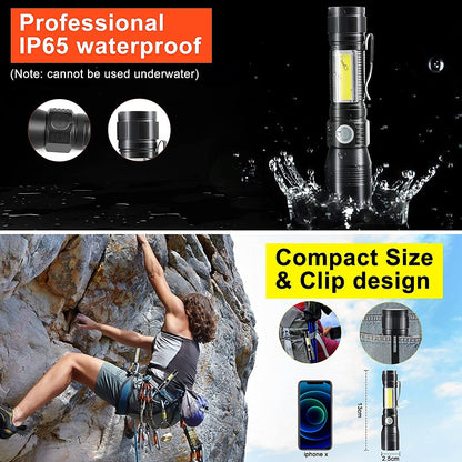 7 Modes Waterproof Rechargeable Uv Light Flashlight Torch For Camping