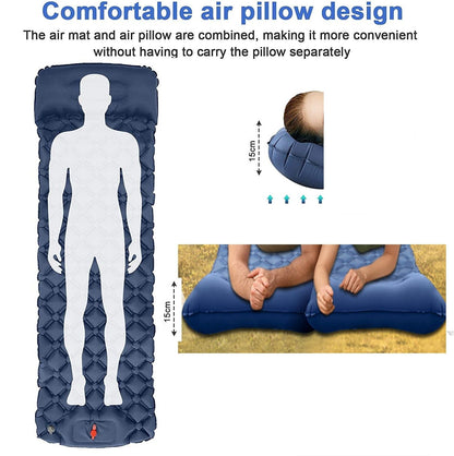 Ultralight Inflatable Camping Sleeping Pad With Pillow For Travelling And Hiking