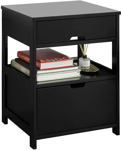 Black Bedside Table With 2 Drawers
