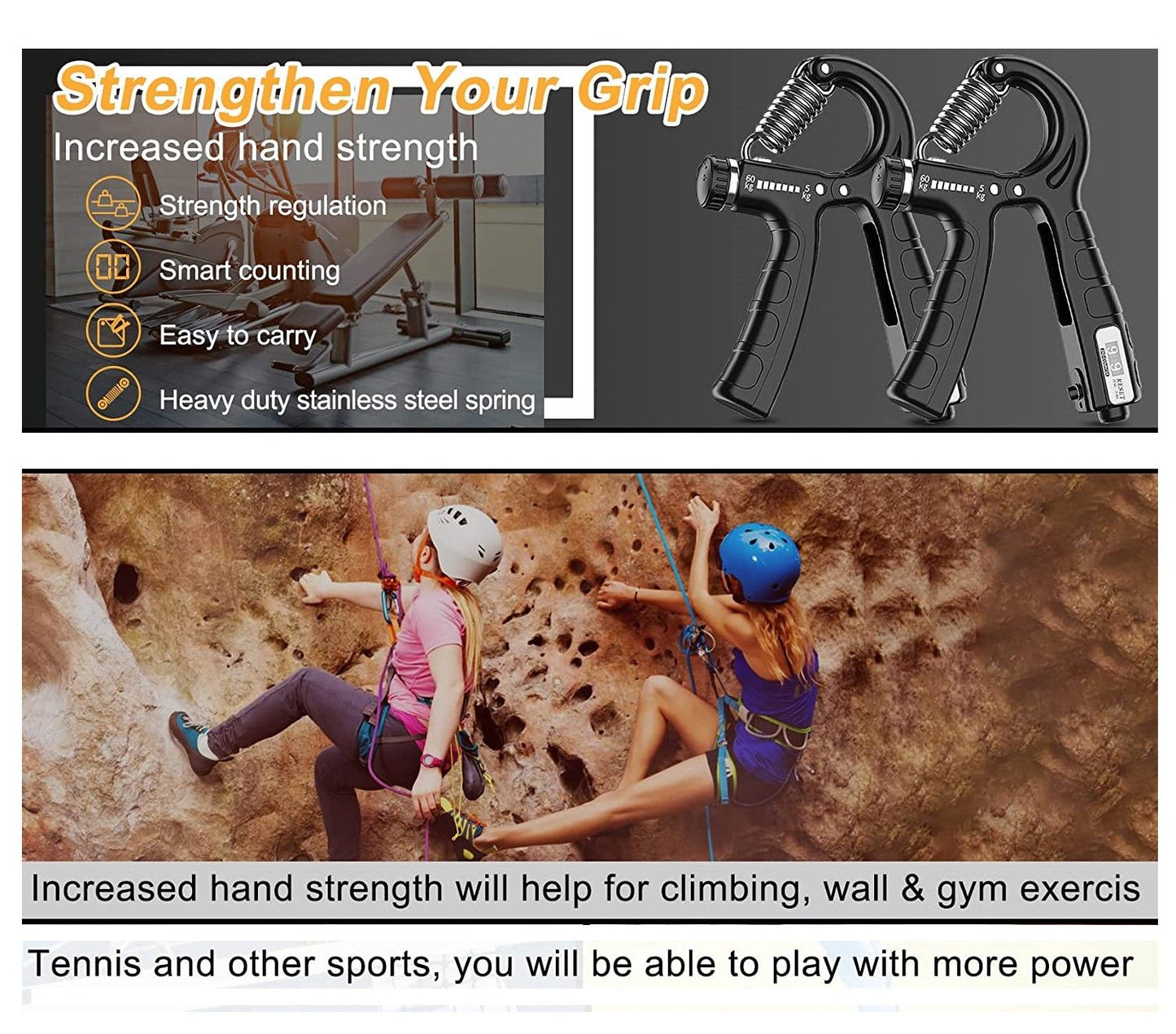 2 Pack Adjustable Hand Grip Strengthener For Hand Grip Strength