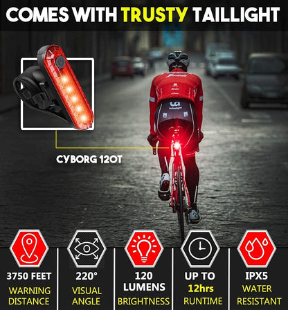 Waterproof Rechargeable Led Bike Lights Set (2000Mah Lithium Battery, 2 Usb Cables)