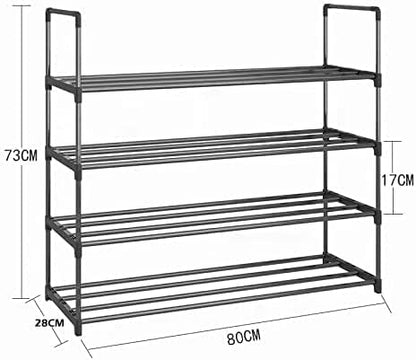 4-Tier Stainless Steel Shoe Rack Storage Organizer To Hold(Black)