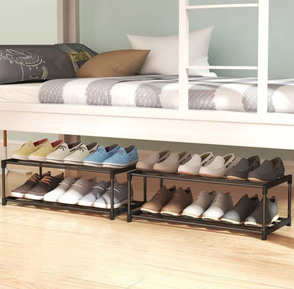 4-Tier Stainless Steel Shoe Rack Storage Organizer To Hold(Black)