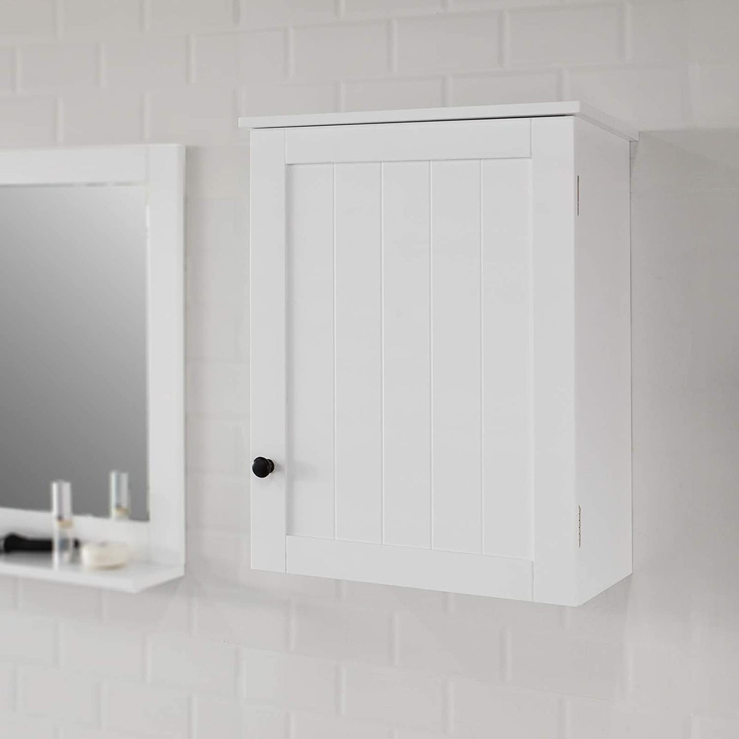 White Wall Cabinet With Door 40X52Cm