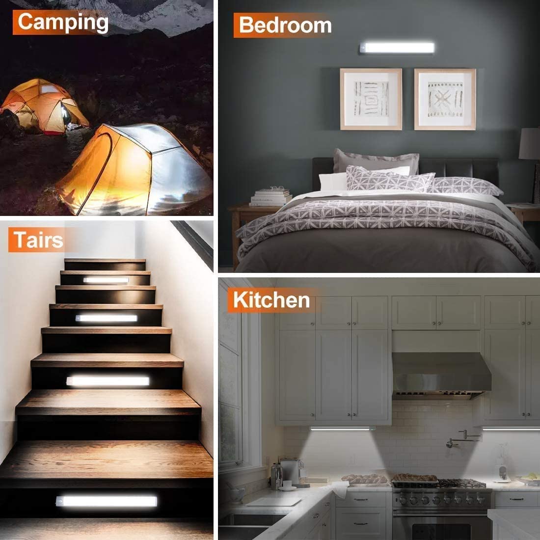 54 LED Rechargeable Under Cabinet Night Lighting for Kitchen