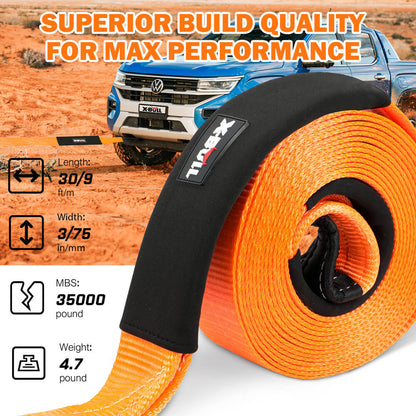 4Wd Recovery Kit With Snatch Strap, Soft Shackles, And Snatch Block Pulley