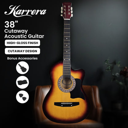 38-Inch Acoustic Guitar with Steel Strings & Carry Bag