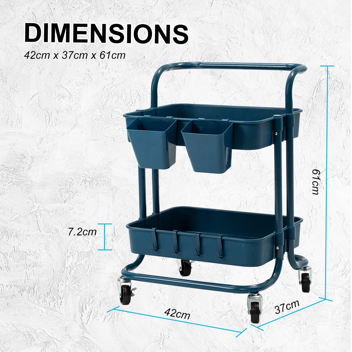 3/2 Tier Trolley Cart Storage Utility Rack Organizer Swivel Kitchen