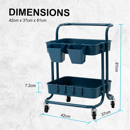 3/2 Tier Trolley Cart Storage Utility Rack Organizer Swivel Kitchen