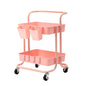 Trolley Cart Storage Utility Rack Shelf Organiser Swivel Kitchen 2 Tier PINK