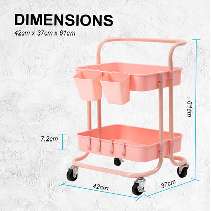 3/2 Tier Trolley Cart Storage Utility Rack Organizer Swivel Kitchen