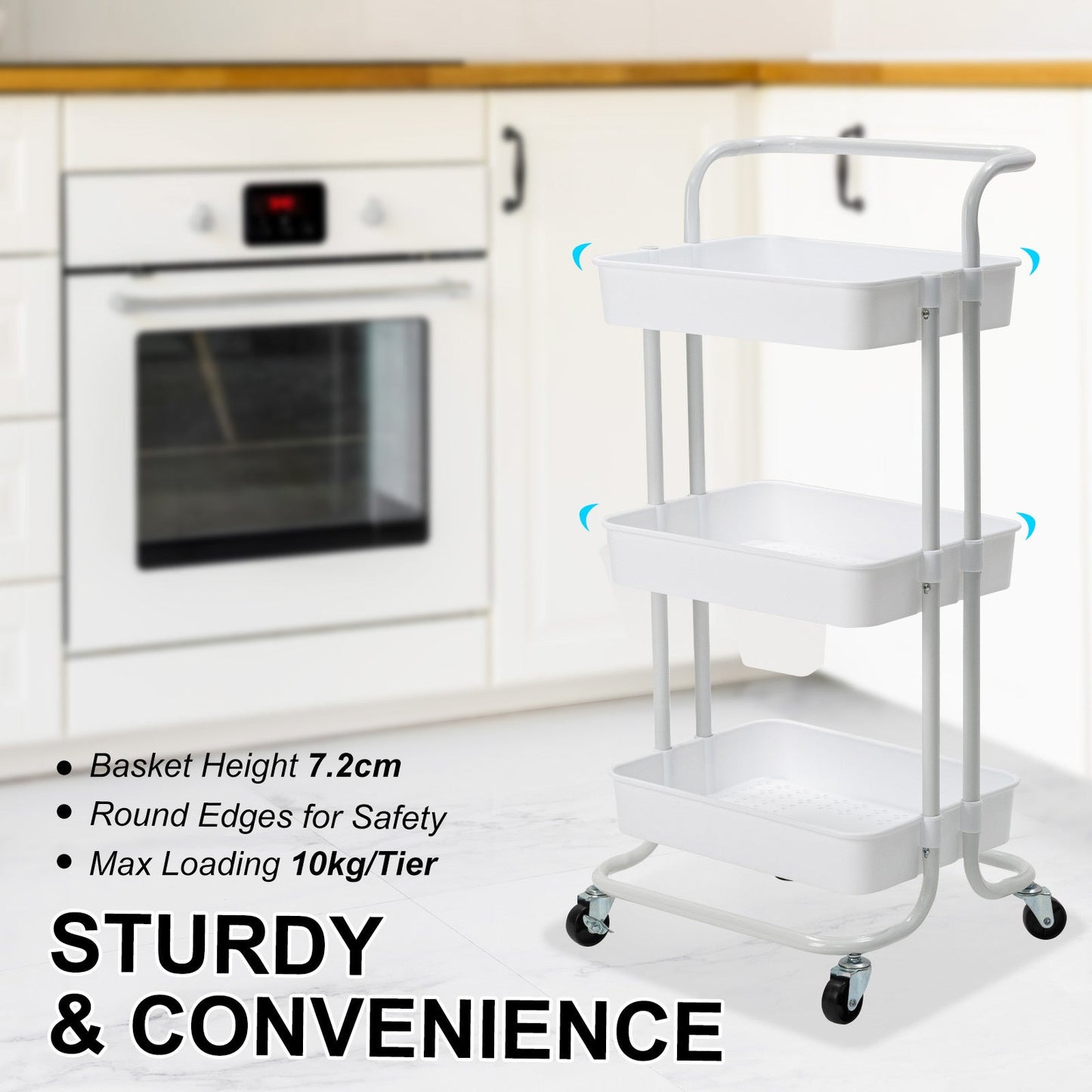 3/2 Tier Trolley Cart Storage Utility Rack Organizer Swivel Kitchen