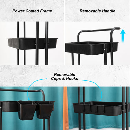 3/2 Tier Trolley Cart Storage Utility Rack Organizer Swivel Kitchen