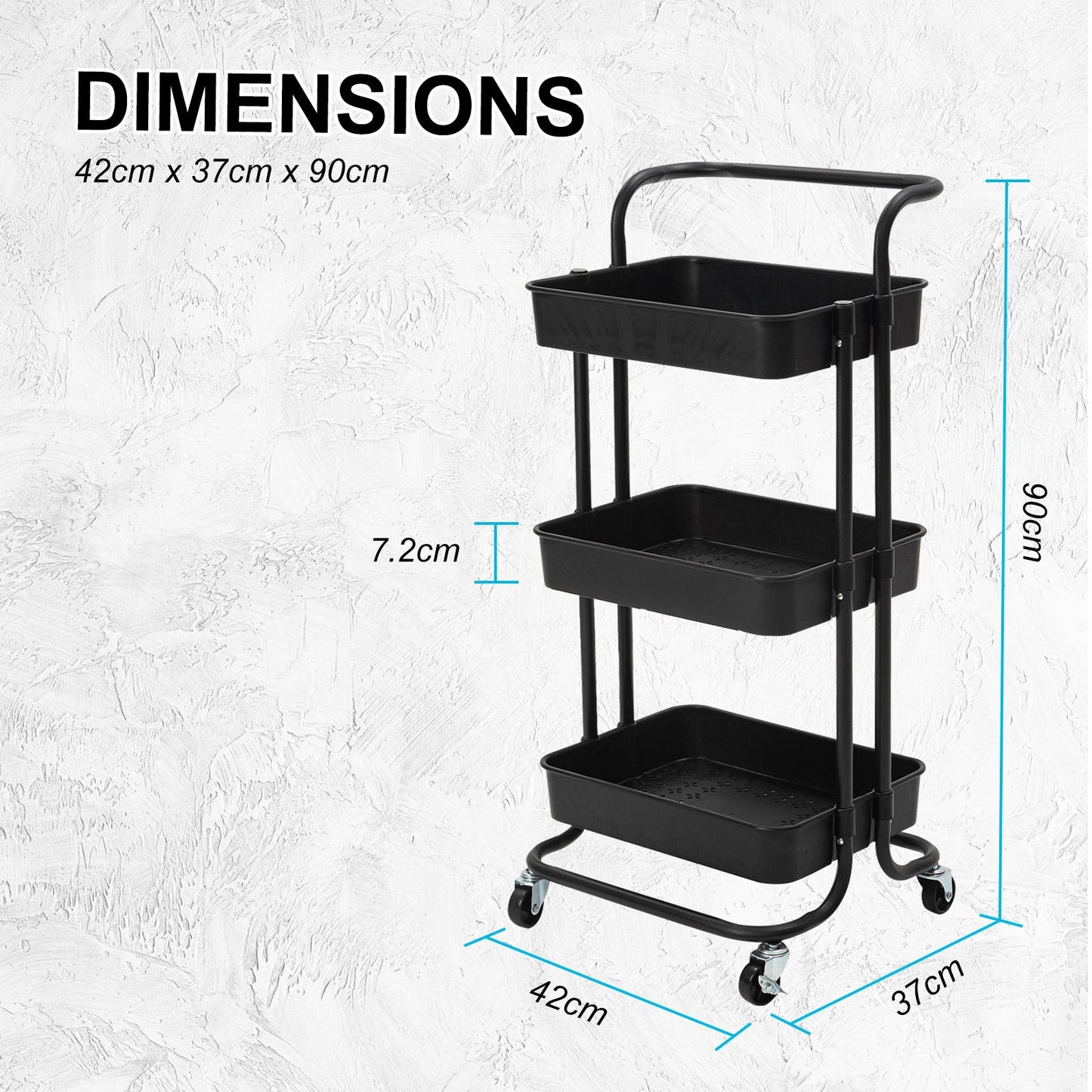 3/2 Tier Trolley Cart Storage Utility Rack Organizer Swivel Kitchen