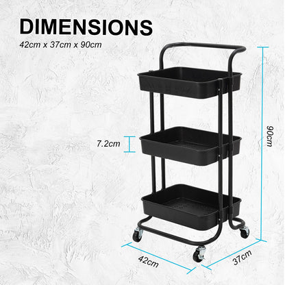 3/2 Tier Trolley Cart Storage Utility Rack Organizer Swivel Kitchen