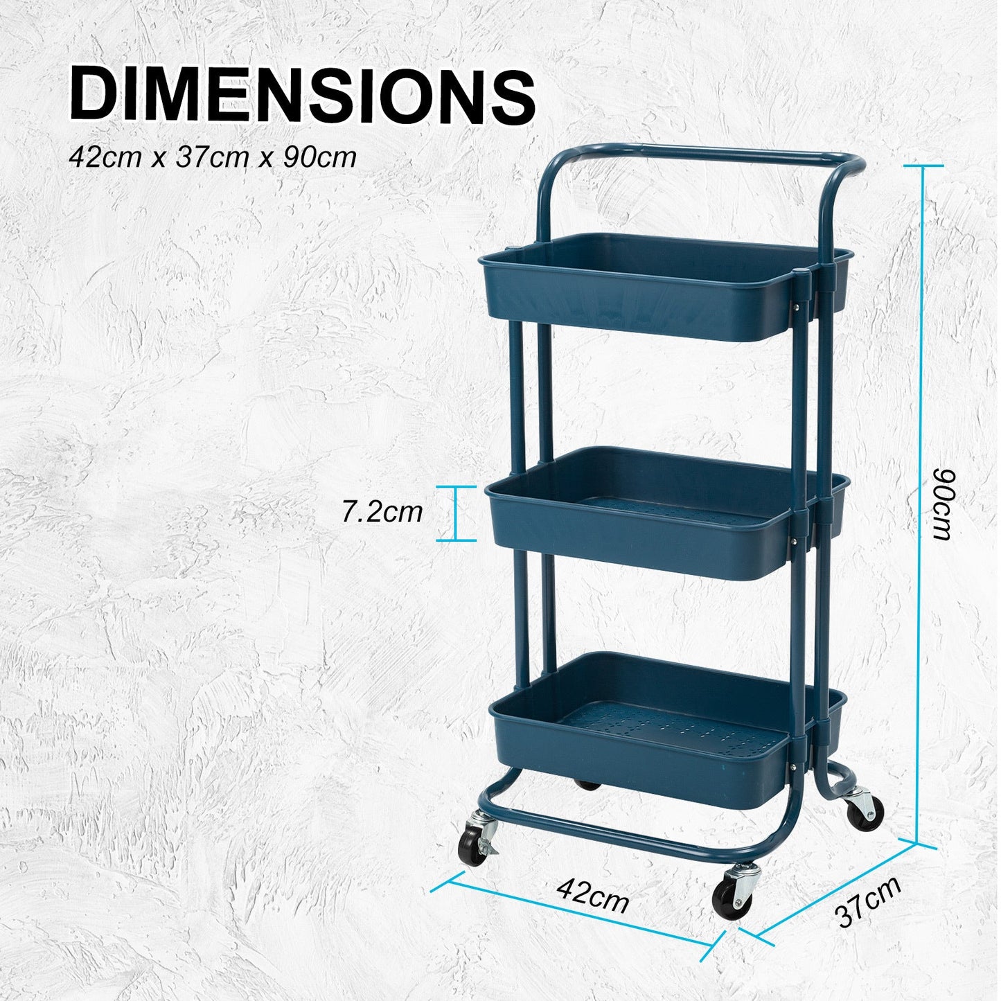 3/2 Tier Trolley Cart Storage Utility Rack Organizer Swivel Kitchen