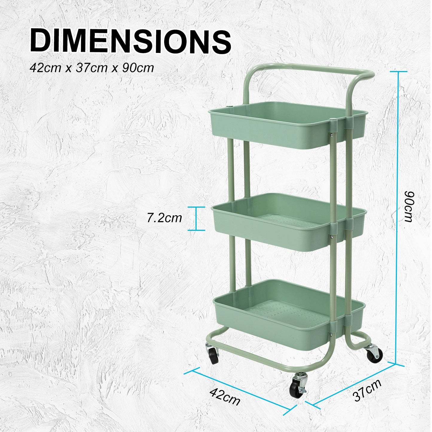 3/2 Tier Trolley Cart Storage Utility Rack Organizer Swivel Kitchen