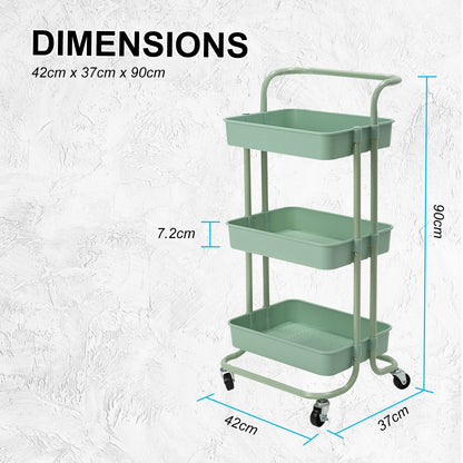 3/2 Tier Trolley Cart Storage Utility Rack Organizer Swivel Kitchen
