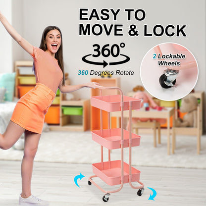 3/2 Tier Trolley Cart Storage Utility Rack Organizer Swivel Kitchen
