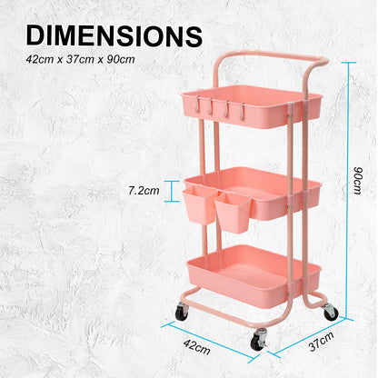 3/2 Tier Trolley Cart Storage Utility Rack Organizer Swivel Kitchen