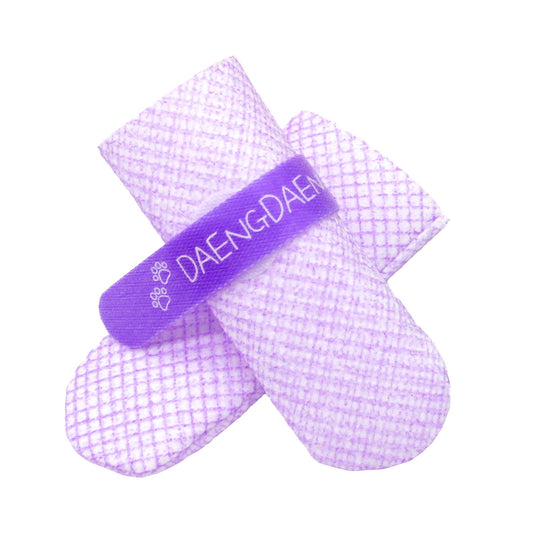 28x Waterproof Dog Shoes - Disposable Anti-Slip Pet Socks, Small, Violet