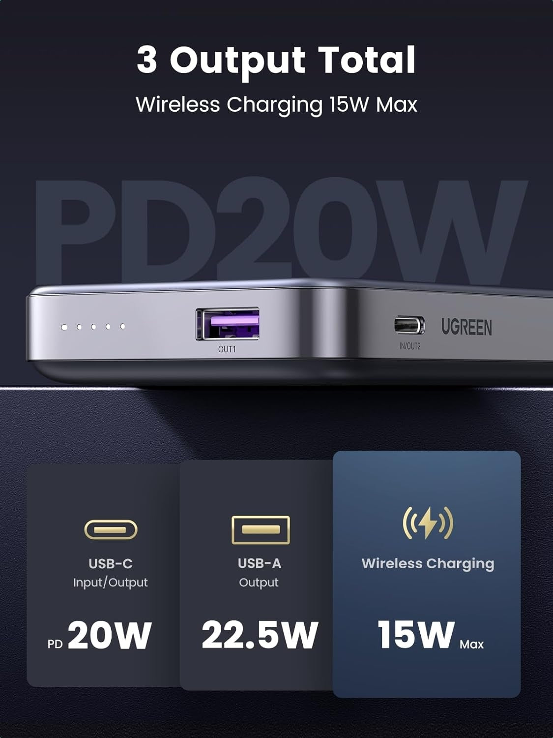10000Mah Magnetic Wireless Power Bank (Sapce Gray)