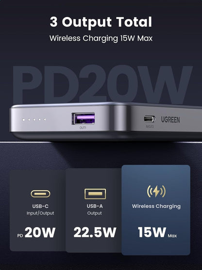 10000Mah Magnetic Wireless Power Bank (Sapce Gray)