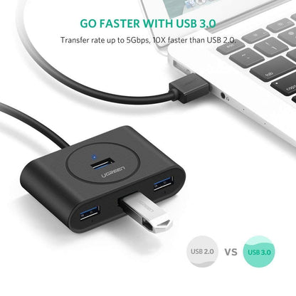 Usb 3.0 4 Ports Hub Black 50Cm (20290)