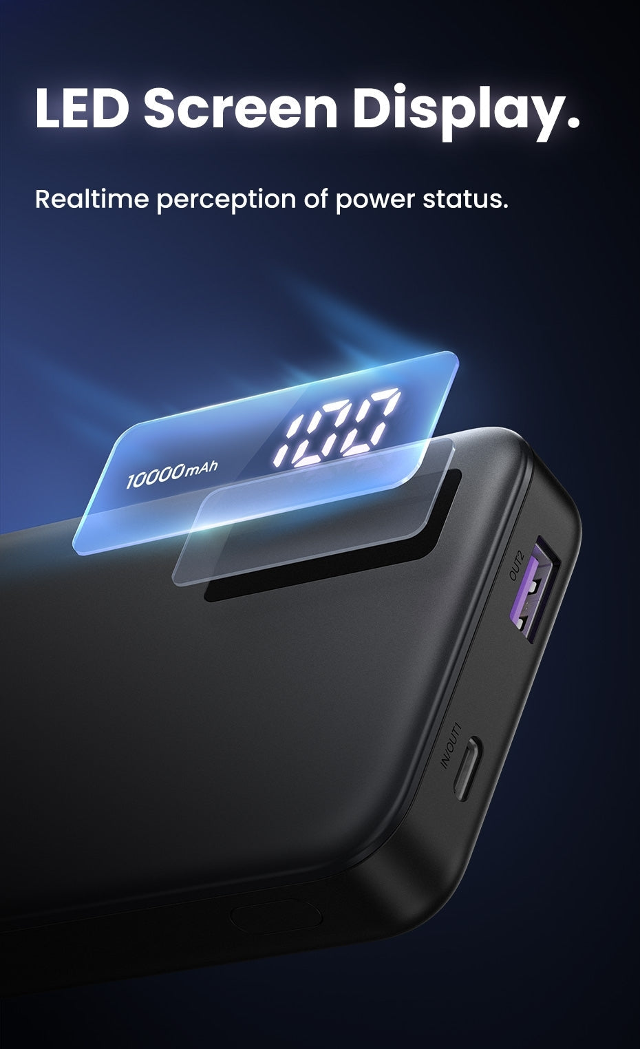 10000Mah Two-Way Fast Charging Power Bank Black