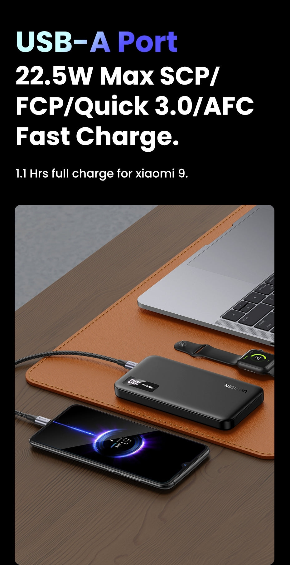 10000Mah Two-Way Fast Charging Power Bank Black