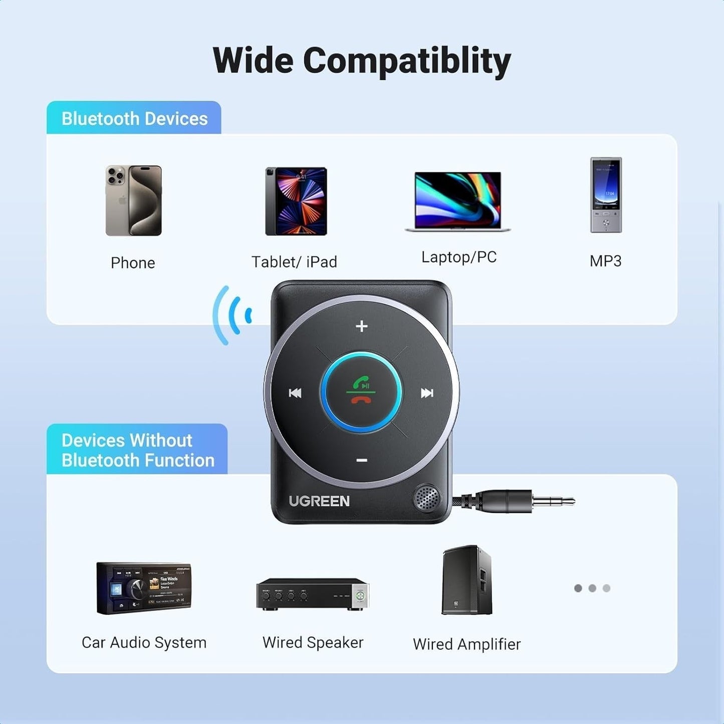 35002 Bluetooth 5.4 Aux Car Adapter (Enhanced Connection & Noise Cancellation)