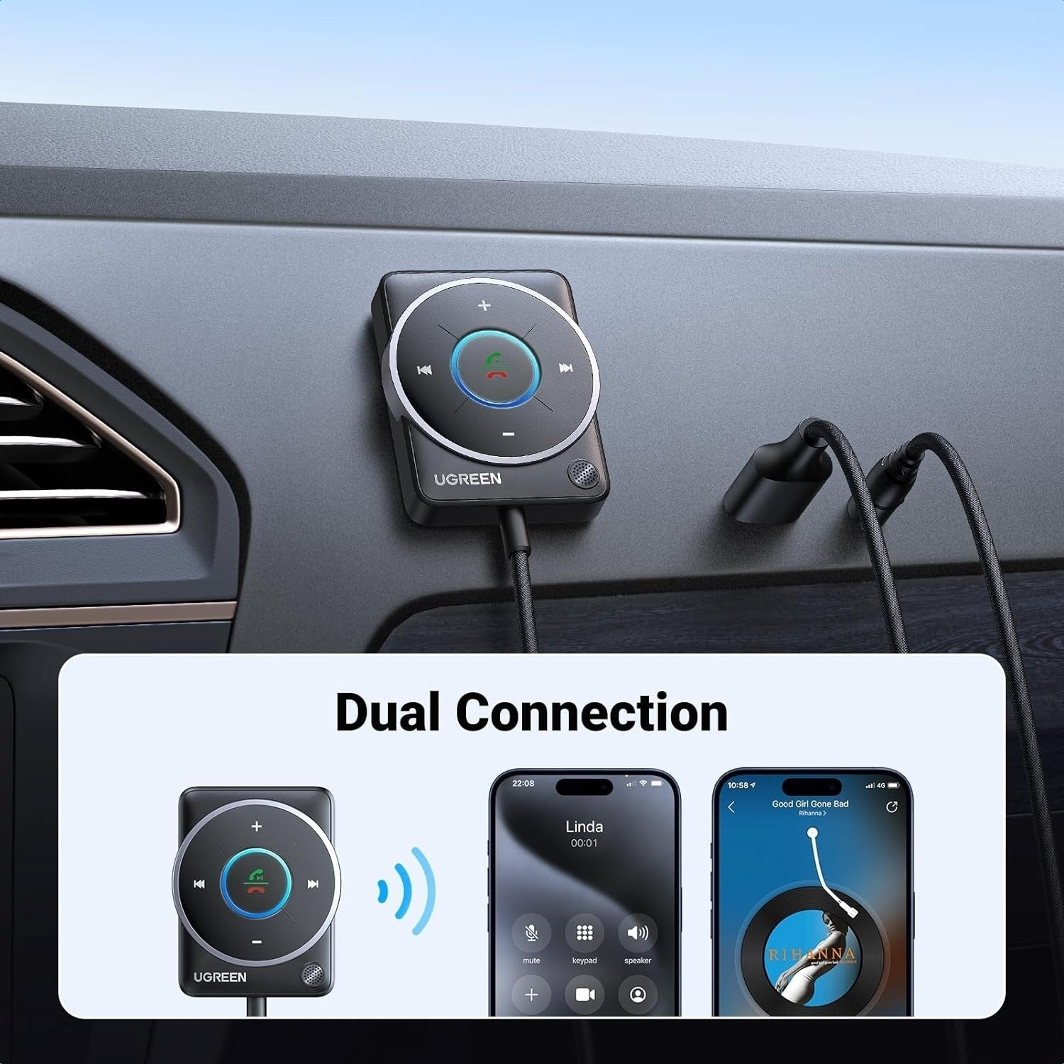 35002 Bluetooth 5.4 Aux Car Adapter (Enhanced Connection & Noise Cancellation)
