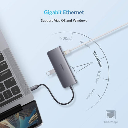 Type C 9 In 1 Multifunction Adapter- Hdmi/ Vga/Gigabit/Typec/Usb3.0 X 3/Sd/Tf