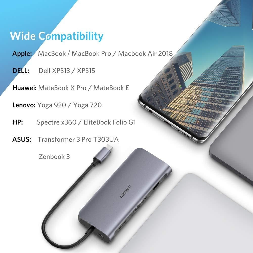 Type C 9 In 1 Multifunction Adapter- Hdmi/ Vga/Gigabit/Typec/Usb3.0 X 3/Sd/Tf