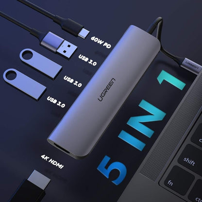 Typec 5 In 1 Adaptor - Hdmi + Usb 3.0*3 + Typec Pd Power Converter