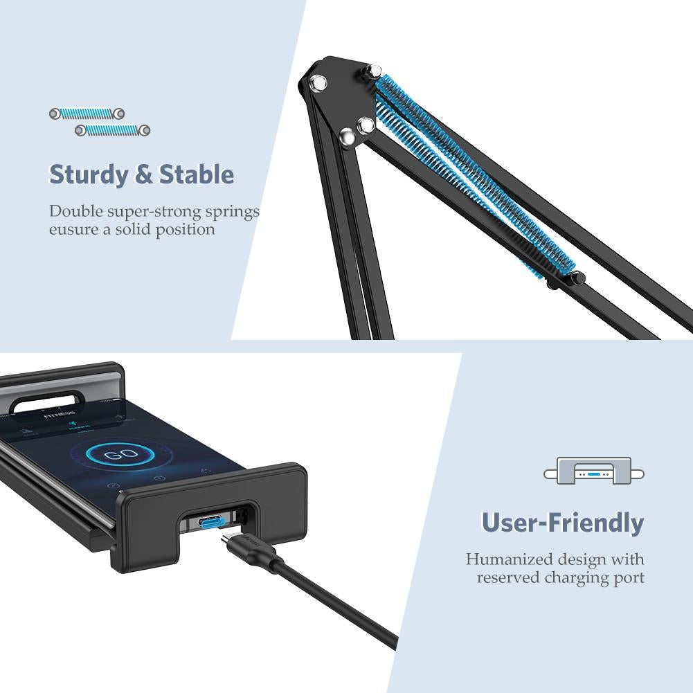 50394 Holder With Folding Long Arm Black