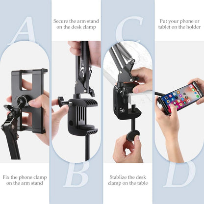 50394 Holder With Folding Long Arm Black