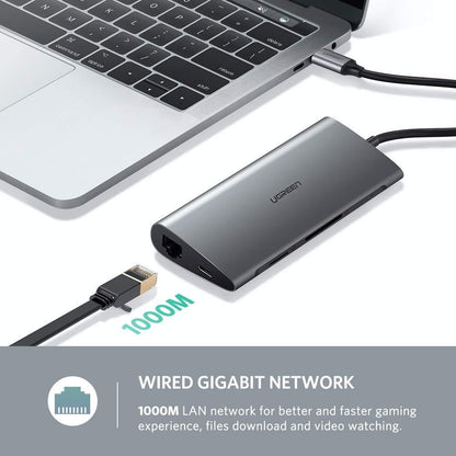 Type C 8 In 1 Multifultion Adaptor Vga/Usb3.0 X 3/Sd/Tf/Typec Pd Protoca