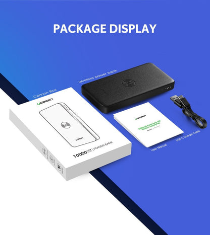 10000Mah  Power Bank  With 10W Qi Wireless Charging Pad - Black 50578