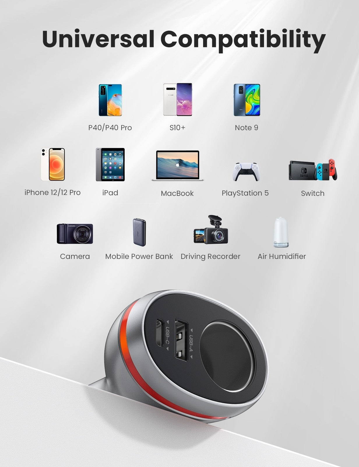84W Dual Port Car Charger (Space Grey)