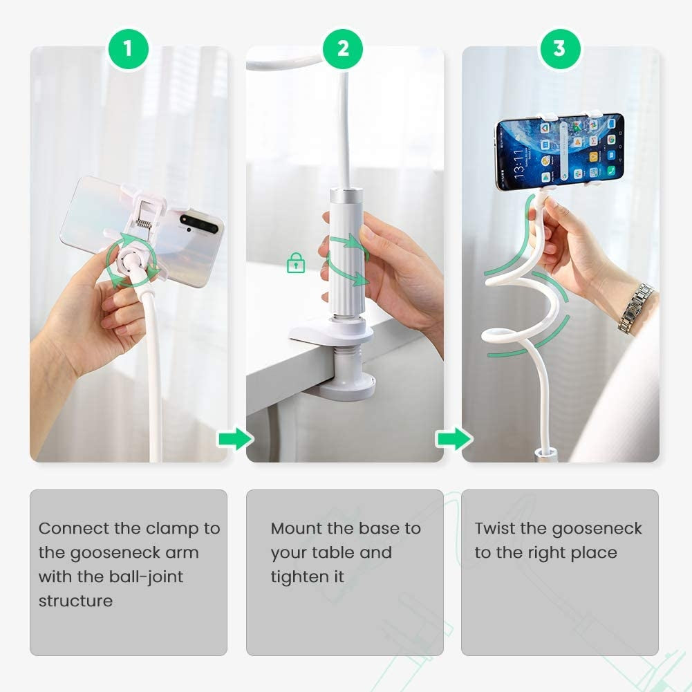 80515 Phone Holder With Long Arm Silver 120Cm