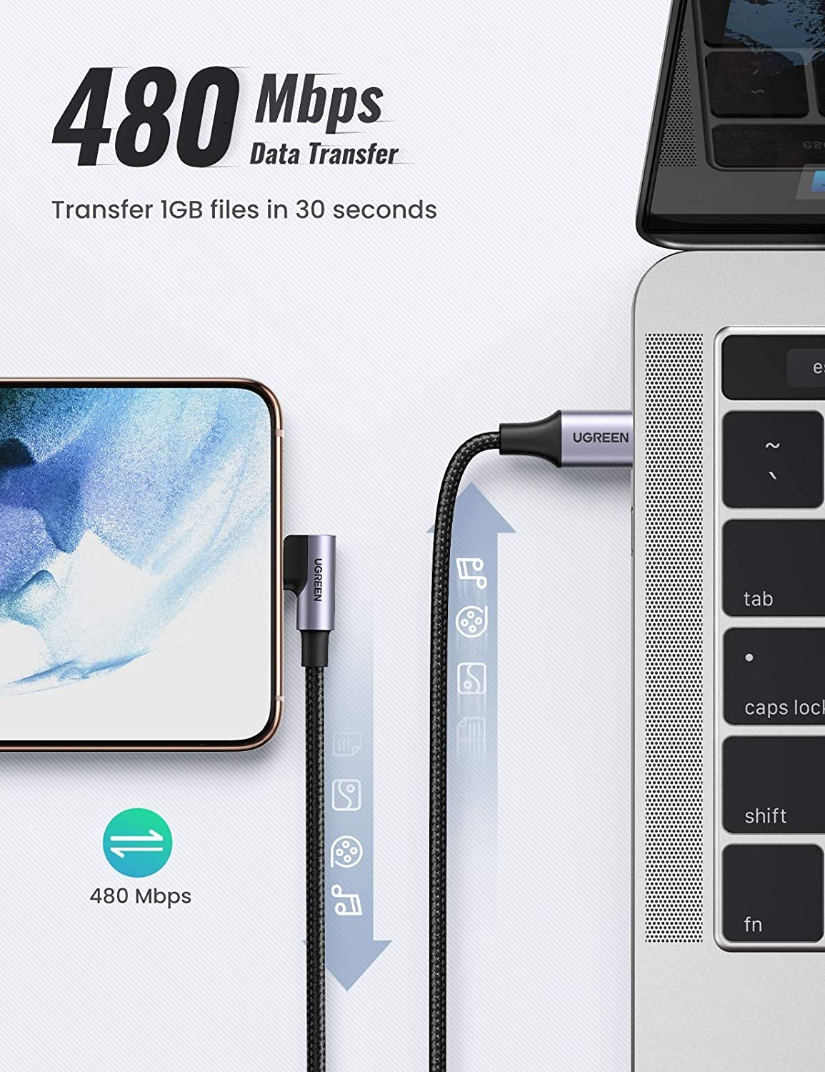 80714 Usb-C 2.0 To Angle Usb-C Cable Black 3M