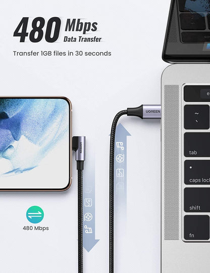 80714 Usb-C 2.0 To Angle Usb-C Cable Black 3M